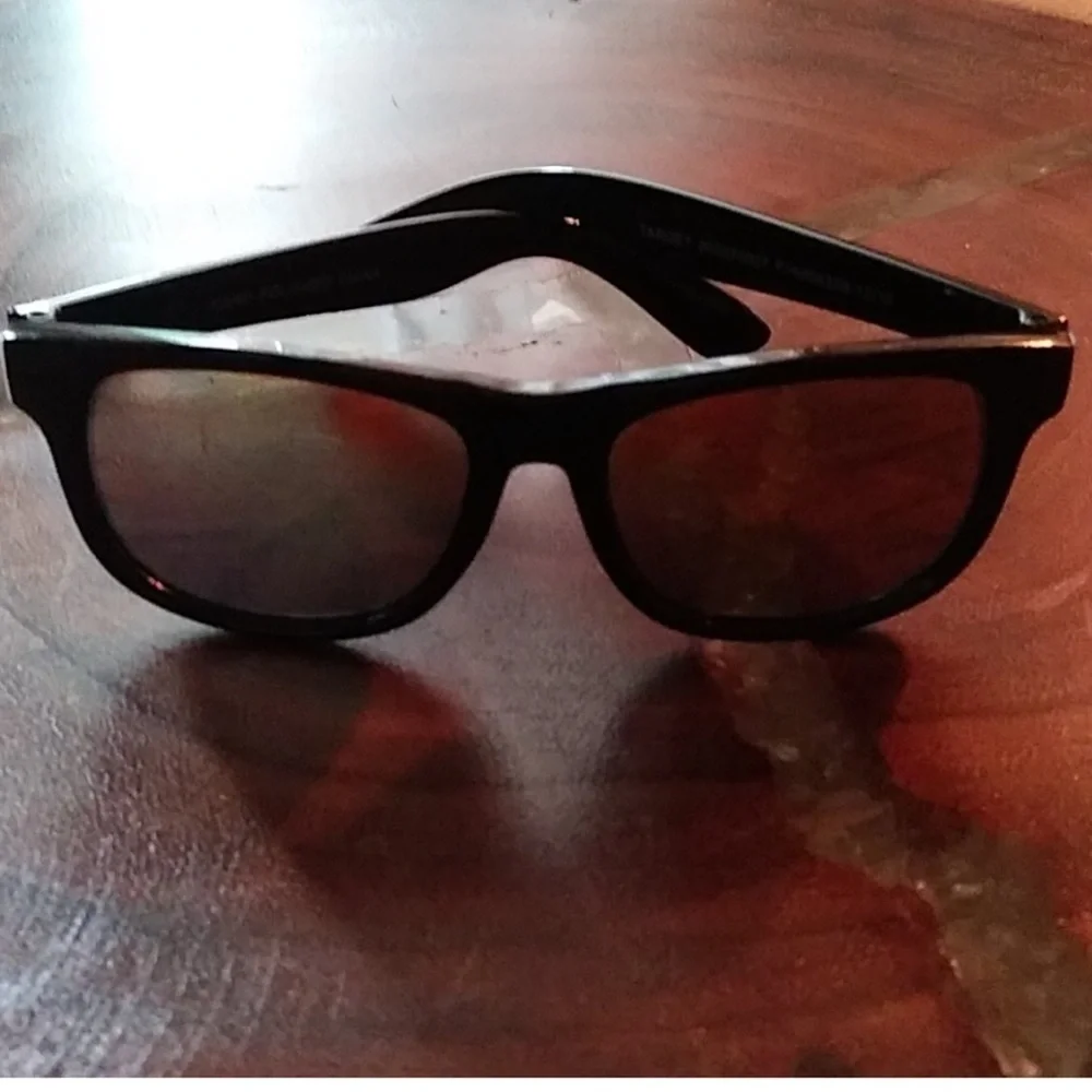 Black sunglasses 🕶 Target shades orange iridescent lenses black plastic frame​​